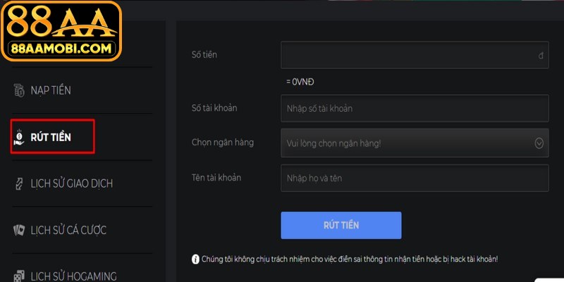 Việc rút tiền 88AA luôn được đánh giá cao nhờ quy trình nhanh gọn