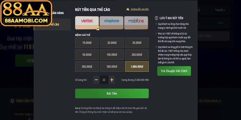 Cách khắc phục sự cố khi rút tiền 88AA