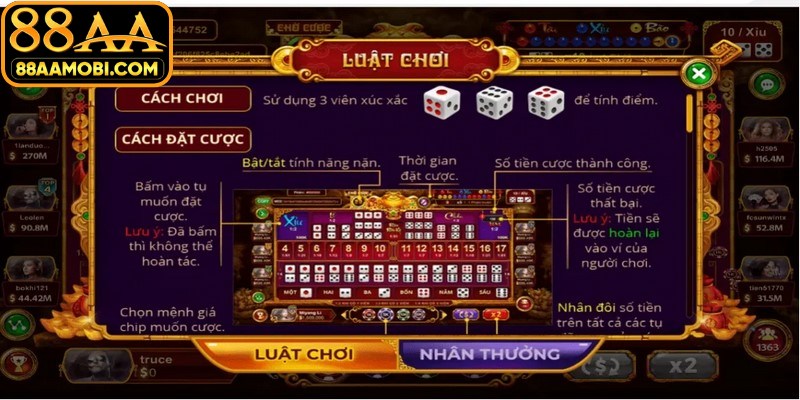 Mẹo chơi Tài Xỉu Sicbo 88AA hiệu quả từ cao thủ